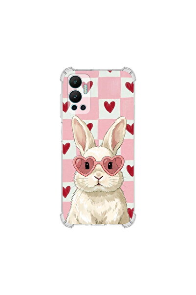 PrintiFy İnfinix Hot 12 ile Uyumlu Pembe Pötikare Serisi Pembe Zıpzıp Tasarım...