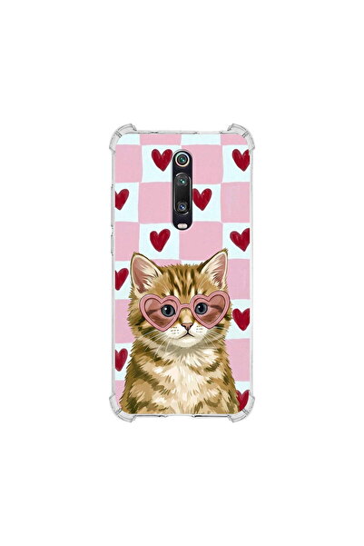 PrintiFy Xiaomi Mi 9t ile Uyumlu Pembe Pötikare Serisi Çapkın Mırnav Tasarıml...