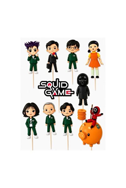 DecoParty Set de decorațiuni pentru tort – Tematică SQUID GAME, 11 piese, Car...