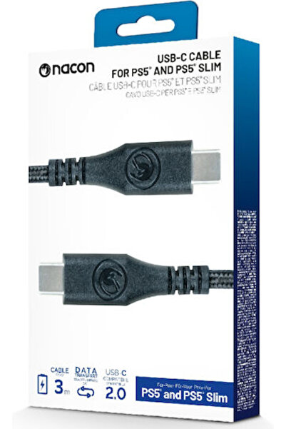 Nacon Καλώδιο USB 2.0 USB-C αρσενικό - USB-C Μαύρο 3μ