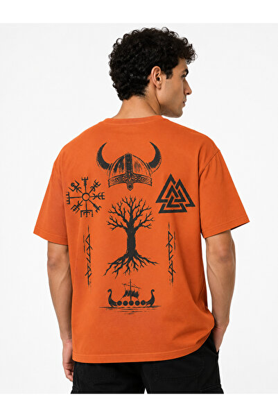 VEK Viking Back Printed 100% Cotton T-Shirt Oversize Unisex