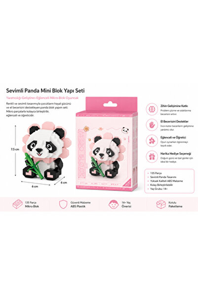 NW NessiWorld Sitting Cute Flower Panda 350 Piece Block Toy