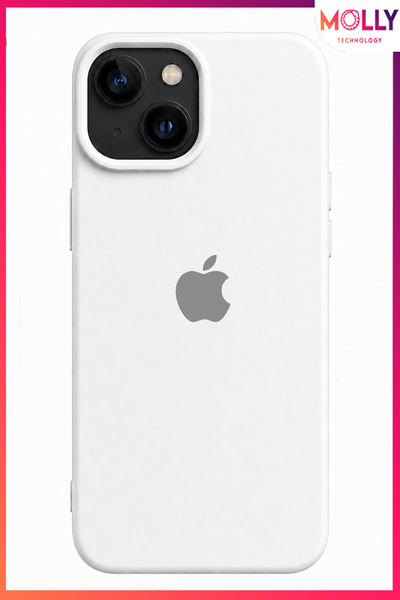 Molly iPhone MİNİ 13 İçin Beyaz Lansman İçi Kadife Mat Soft Silikon Kılıf