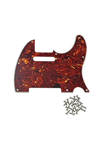 Kul Concept Telecaster Uyumlu Elektro Gitar Pickguard 8 Delikli Kırmızı Alev ...