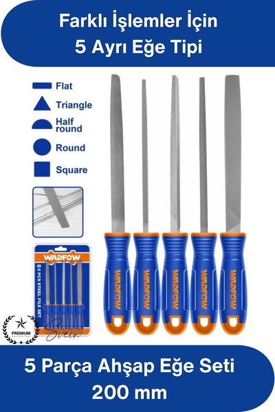 Svein #EğeSeti 5 Parça Metal Eğe Seti 200 mm Karbon Çelik Orta Pürüzlü Düz Yu...