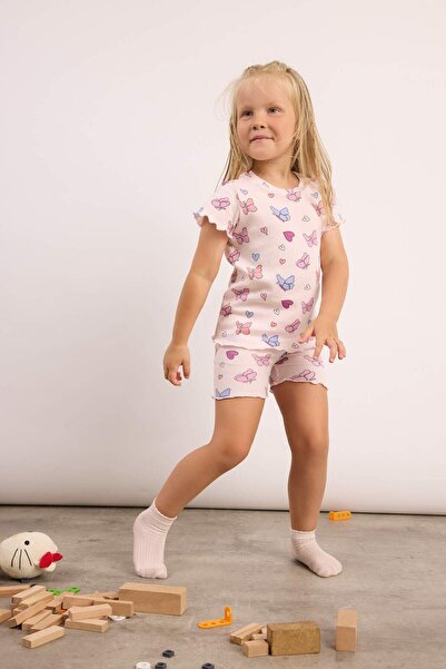 DeFacto Set de pijamale roz deschis din 2 piese cu pantaloni scurți din velur...