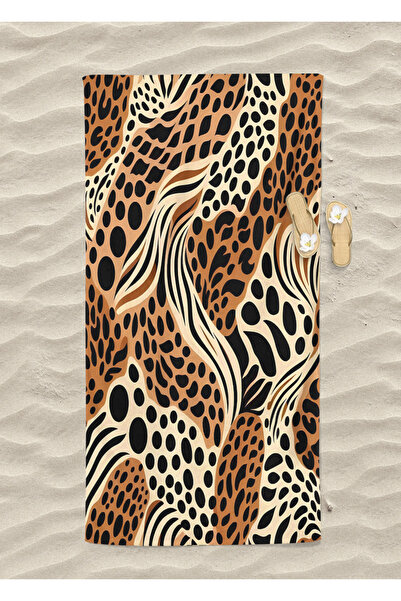 Levva Home Leopard Patterned Cotton Digital Printed Adult Women's Beach Towel...