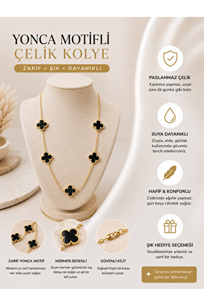 LUMİERE JEWELRY Stainless steel Gold Yonca Kolye