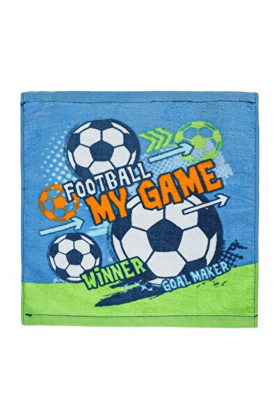 OEM Prosop copii/bebeluși, model fotbal, bumbac, albastru, 30x30cm – moale și...