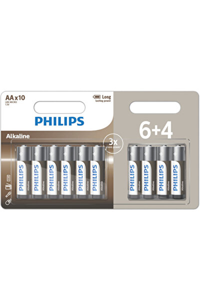 Philips LR6A10BP/10 Αλκαλικές μπαταρίες υψηλής απόδοσης 10 τεμάχια AA