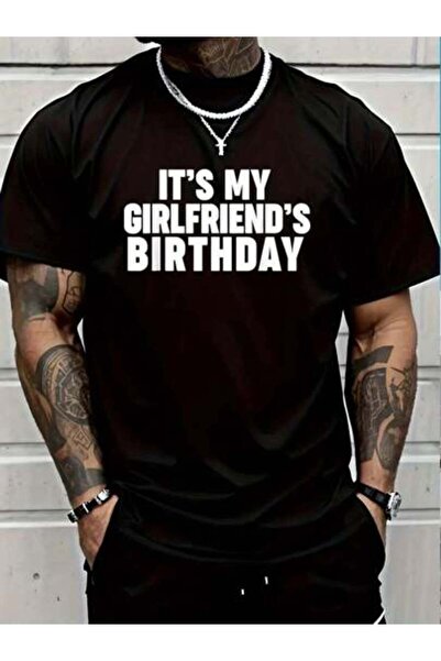 23ERVA تي شيرت مصنوع من القطن بنسبة 100%، تي شيرت مطبوع عليه It's My Girlfrie...