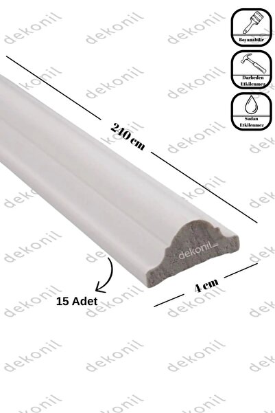 Dekonil Boyanabilir Darbeye ve Suya Dayanıklı Duvar Çıtası 2,5–4 cm (15 Adet ...