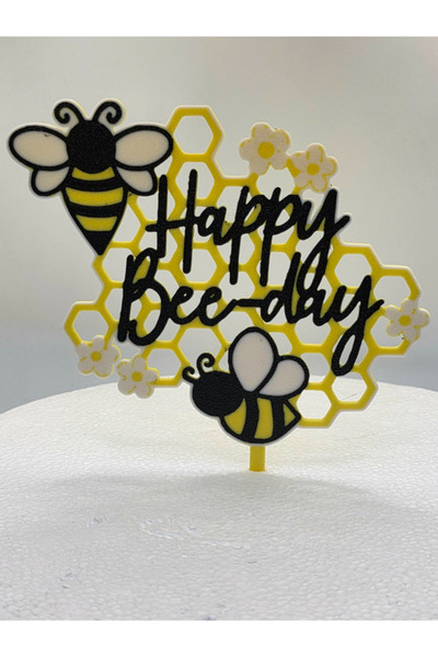 LİYA3D Arılı Happy Bee-day Cake Topper – 3D Baskı Doğum Günü Pasta Süsü, Bal ...