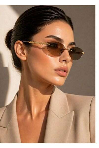 Makro Optik LÜX KRİSTAL GOLD ÖRME DETAYLI KAHVE KADIN GÜNEŞ GÖZLÜĞÜ