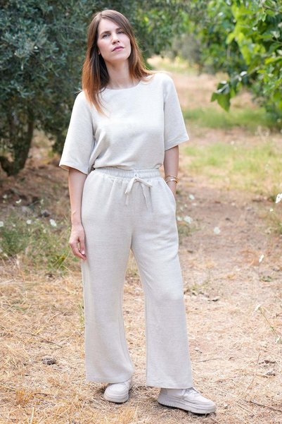 Defne&Apollon İpekçilik Handwoven Silk Linen Set - Natural Beige