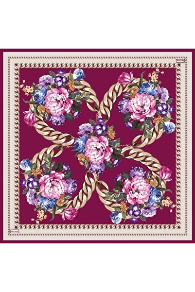 Levidor Plum Edge Chain Detailed Twill Silk Scarf