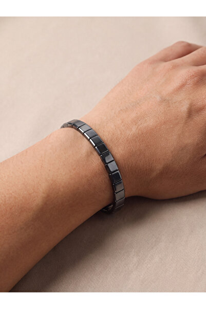 OSMANLI DEĞERLİ TAŞ Hematite Natural Stone Men's Bracelet (Model 9)