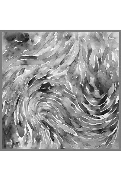 Levidor Gray Minimal Wave Pattern Twill Silk Scarf