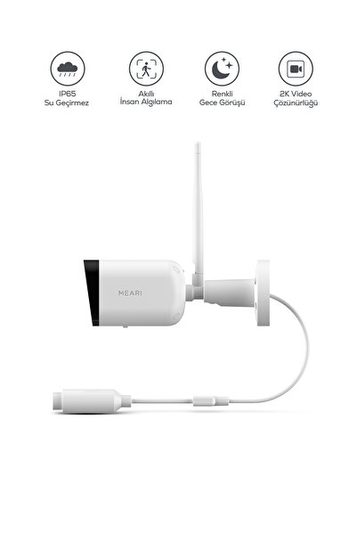 Meari L1 Plus Dış Mekan Ethernet, Wi-Fi Güvenlik Kamerası | Full HD, Gece Görüşü, Çift Yönlü Ses, SD Kart Destekli
