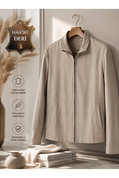 Doze Beige Women's Genuine Leather Jacket M/L