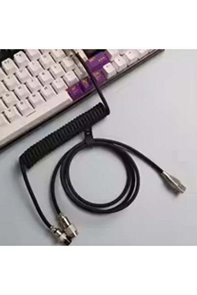 Choice1 كابل USB C أسود مجدول على شكل حلزوني، سلك حلزوني قابل للفصل للوحة مفا...