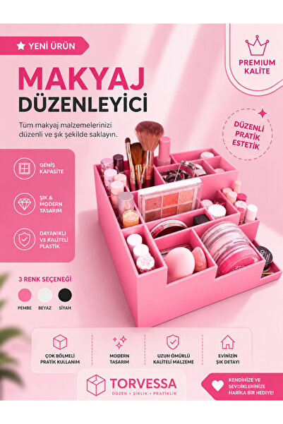 makyaj kozmetik TORVESSA Premium Çok Bölmeli Makyaj ve Kozmetik Düzenleyici