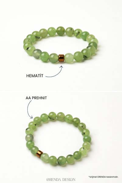 Orenda Design Prehnite Men's Bracelet |   Inner Peace & Healing |   Natural Stone