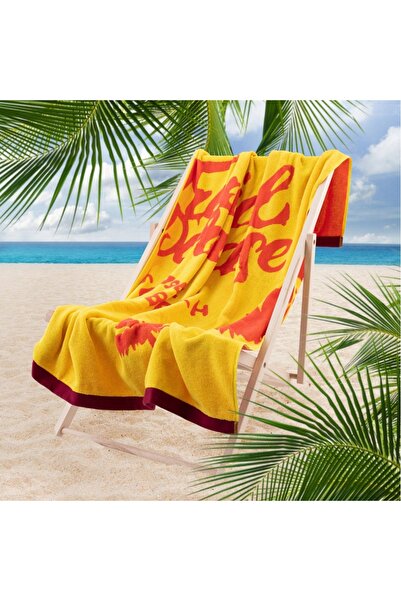 NO BRAND Prosop de plajă mare din bumbac egiptean 100x160 cu palmieri tropica...