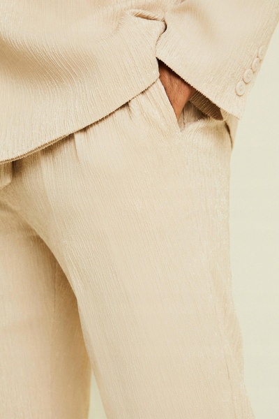 NO BRAND Pantaloni de costum clasici, simpli, bej, texturați, eleganți, Booho...