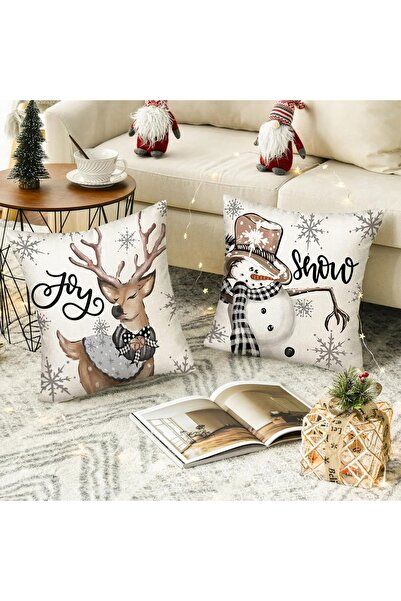 NO BRAND SET HUSE DE PERNE DE CRĂCIUN 45X45 CM, CU OM DE ZĂPADĂ ȘI RENI, 4 BU...