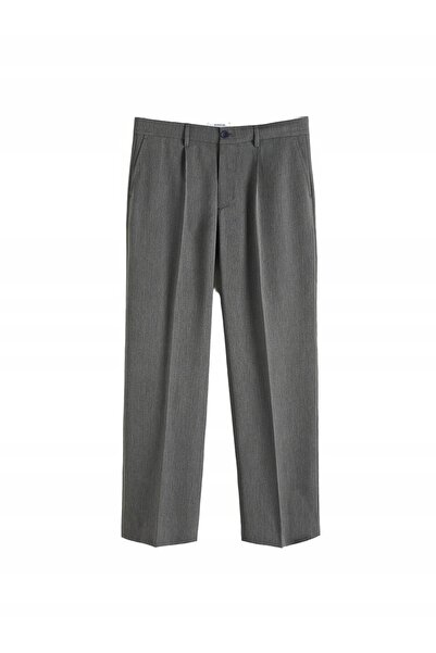 NO BRAND Pantaloni din material gri cu dantelă, largi, lungi, cod vestimentar...
