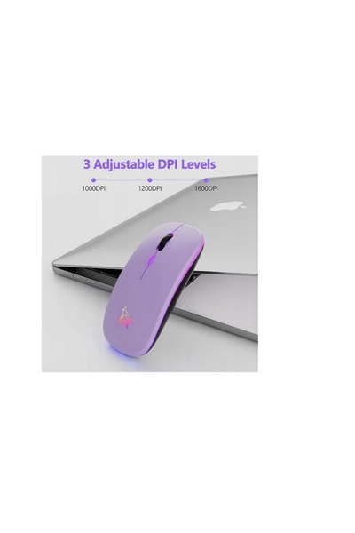 NO BRAND Tqq Mouse Silențios Fără Fir Bluetooth USB 2 în 1 LED RGB Mov Subțire