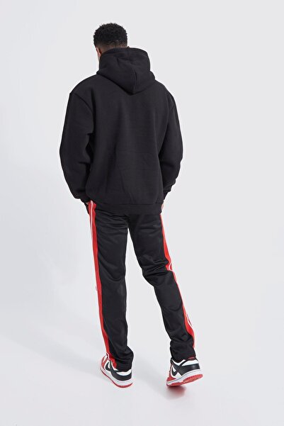 NO BRAND Pantaloni de trening negri Lampasy, imprimați, croială dreaptă, Booh...