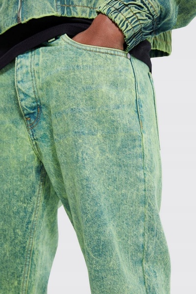 NO BRAND Pantaloni de bumbac verzi, blugi largi, cu buzunare, lungi, Boohoo 48