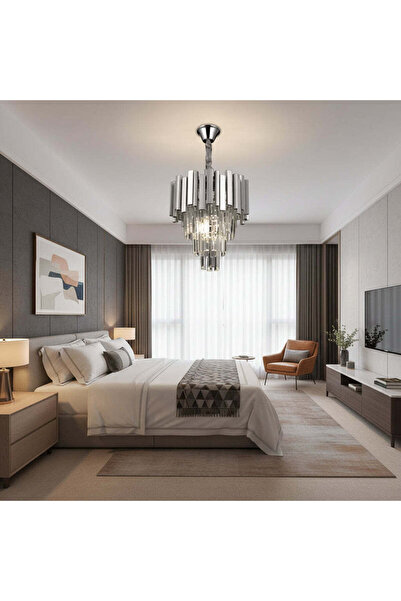 iTin BLOIS Nobile Crystal Chandelier 5x E14, Diameter 40 cm, Chrome, Adjustab...