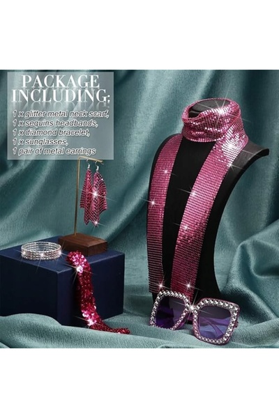 NO BRAND Accesorii pentru petrecere disco retro anii '70, Set costum de Hallo...