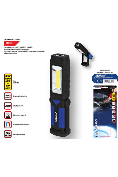 NO BRAND DEDRA LATARKA 3W COB LED + 1W LED PLAT CU BATERII HAK MAGNET L1007
