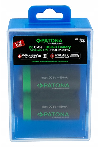 NO BRAND PATONA Premium 2x Baterii LR14 1,5V cu USB-C