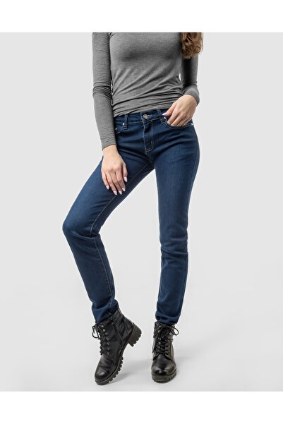 NO BRAND Blugi de damă bleumarin, talie medie, elastici, 9129, 78 cm