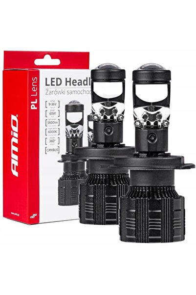 AMIO 2x BULB AUTO H4 LED CU LENTILĂ PL 12V 24V 60W 6000K CANBUS