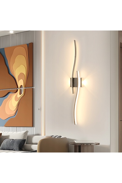 NO BRAND Lampă de perete LED, cromată, liniară, 3000K, modernă, pentru hol și...