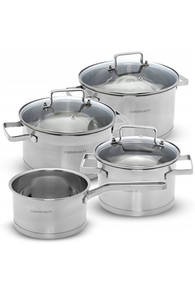 NO BRAND Set de vase de gătit din oțel inoxidabil pentru gaz și inducție, 7 p...