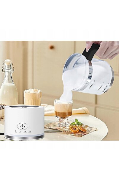 NO BRAND Aparat electric pentru lapte 600W 4 în 1, 4 moduri, LED, 500ml, Alb