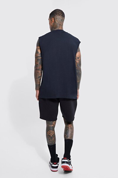 NO BRAND Tricou negru din bumbac, design clasic, text imprimat Boohooman m