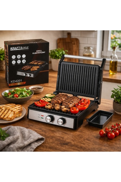 NO BRAND Grătar electric 2400W Grătar cu contact 180 °   TERMOSTAT + PRIZĂ EL...