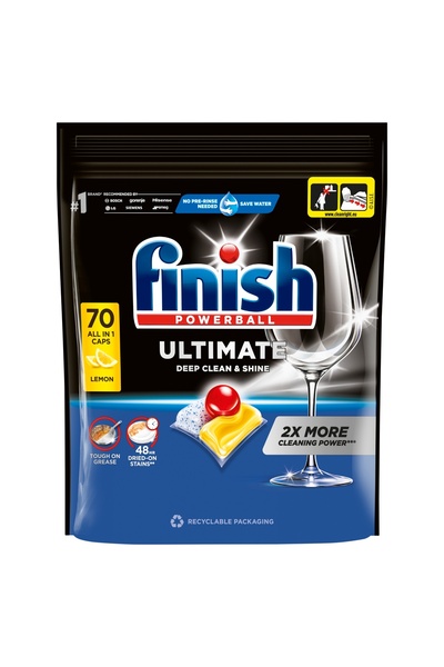 Finish Capsule de spălat vase Ultimate cu parfum de lămâie și citrice, 70 bucăți