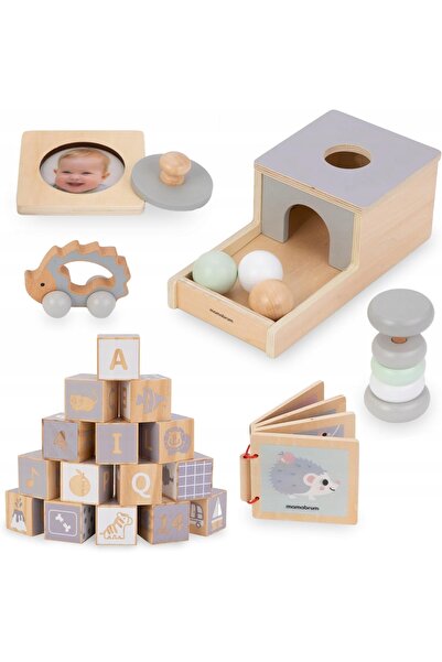NO BRAND Set de 6 jucării educative din lemn Montessori pentru bebeluși