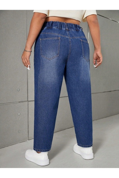 NO BRAND Pantaloni Shein clasici din denim neted, lungi, drepți, albastru mar...