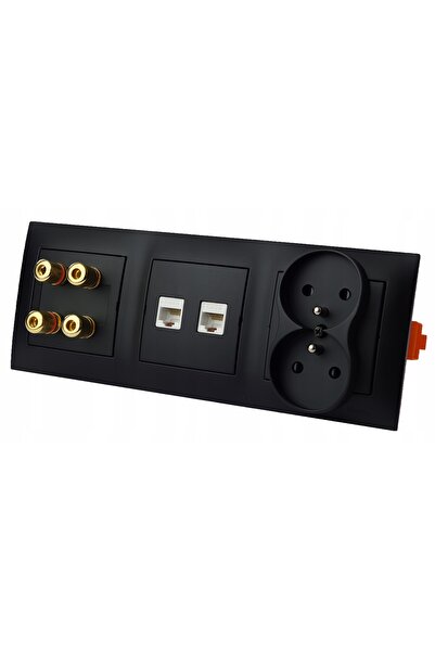 Kontakt-Simon Priză de perete cu 4 căi RJ45 LAN 230V Negru