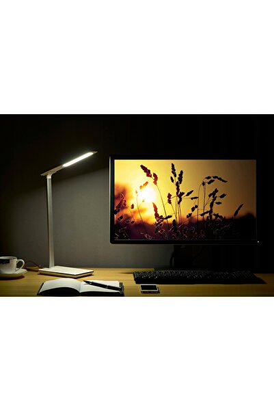 NO BRAND Lampă de birou LED cu încărcător wireless, ceas, alarmă și termometru